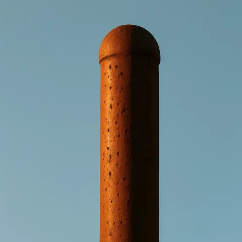 Pitted Brown Pole with a Rounded Top