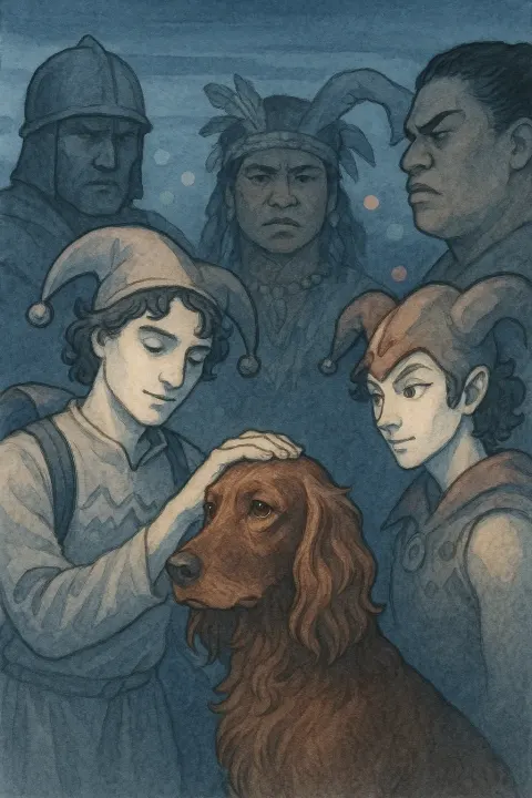 Clean-shaven Jester with Wavy Hair