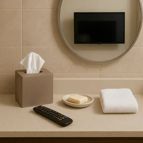 Bathroom Countertop with a Tissue Box