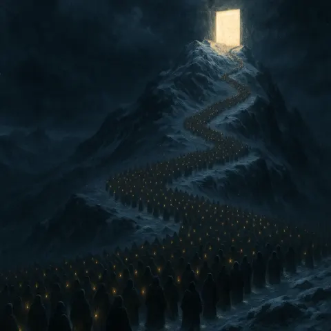 Procession of Hundreds of Robed Figures