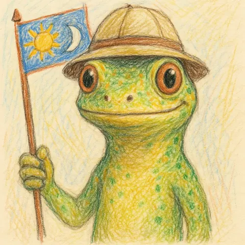 Child's Colored Pencil Drawing of a Gecko