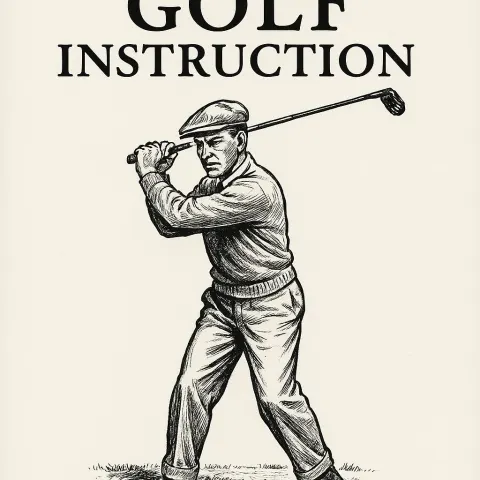 Black-and-white Illustrated Golfer Mid-swing Appears on the Cover Titled "Classic