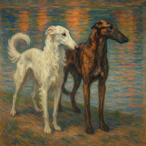 Solid White Borzoi—featuring a Long Arched Neck with a Profuse
