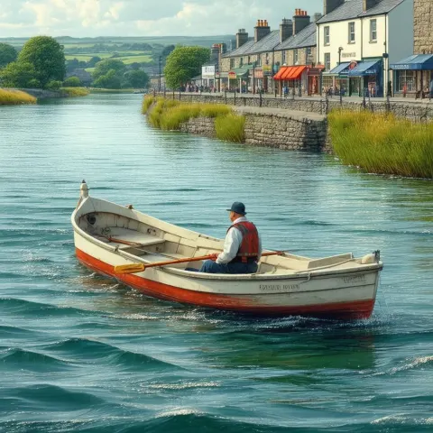 Boatman Drifting the Shannon at Carrick