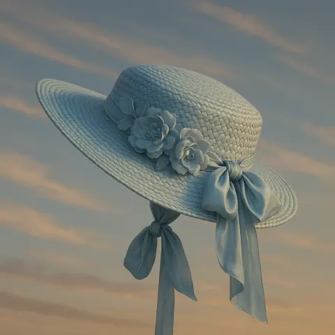 Single Sky Blue Woven Straw Bonnet
