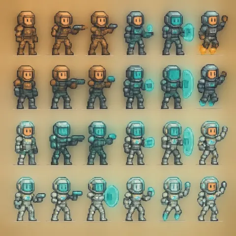 Detailed Square Pixel-art Image Depicting a Sci-fi Explorer Character