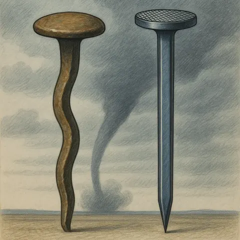 Two Distinct Nails—one Bearing an S-curved Shank