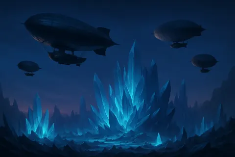 Sleek Squadron of Varied Airships Drifts