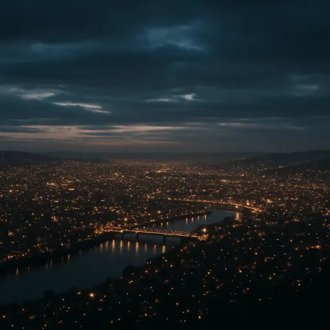 Innumerable Tiny Lights of a Sprawling City Glitter