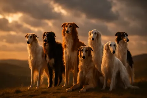 Seven Diverse Borzoi