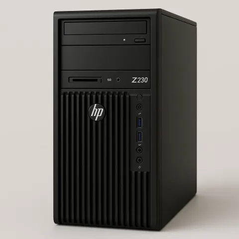Black HP Z230 Desktop Tower with Front-facing Ports