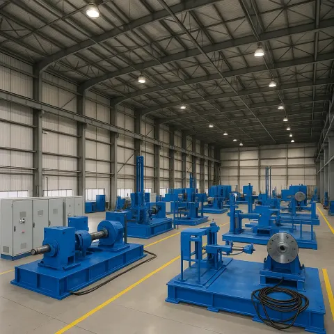 Large Industrial Testing Facility with Multiple Blue Testing Platforms