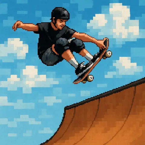 Skateboarder Performs an Aerial Trick Above a Vert Ramp