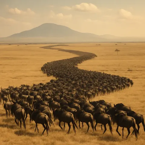 Vast Herd of Wildebeest