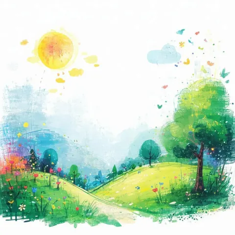 Whiteboard Landscape From a Child's Playful Imagination