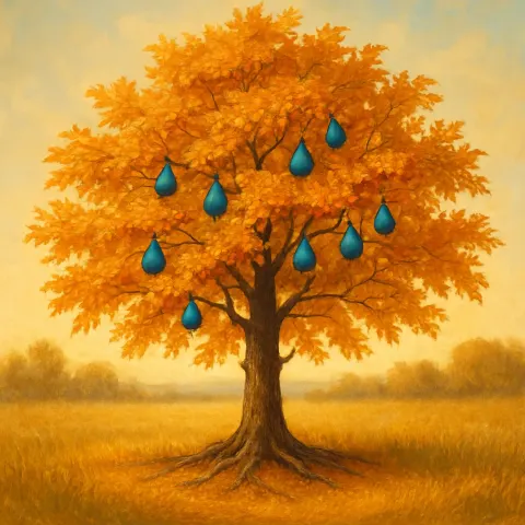 Lone Tree Adorned with Radiant Golden Leaves
