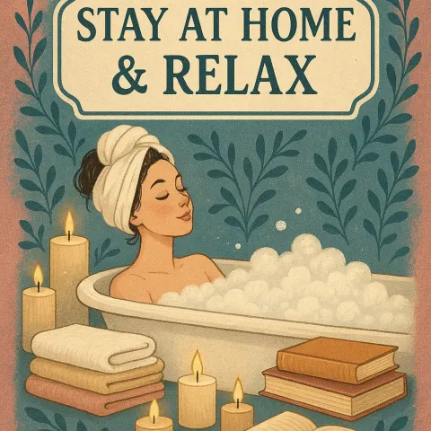 Woman Relaxing in a Bathtub Surrounded by Candles