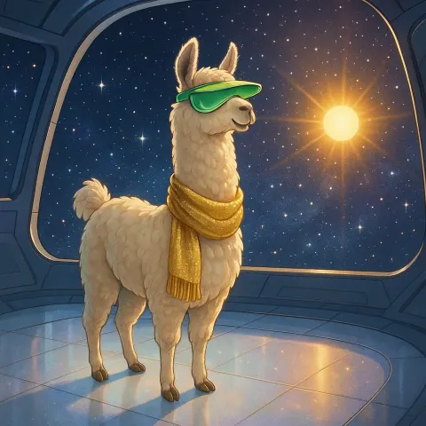 Whimsical Tableau Unfolds as a Llama