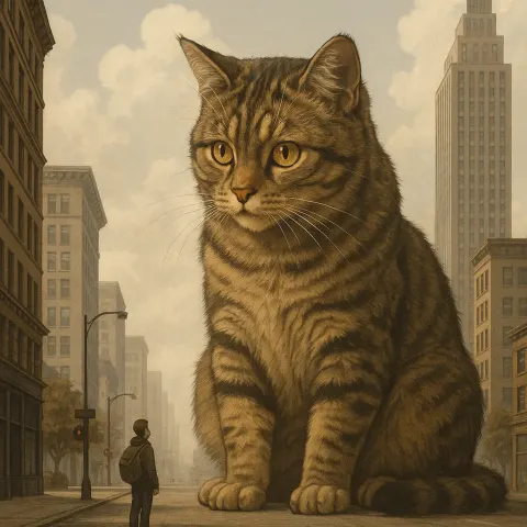 Describe a Cat Whose Size Surpasses That of a Human