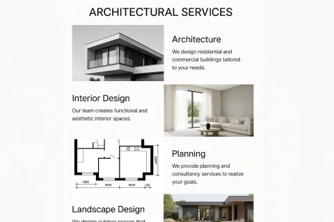 Website Interface Design Showcasing Architectural Services with Images