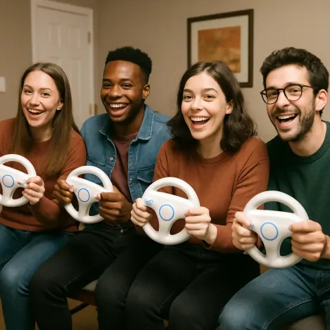 Four People Sitting in Chairs Indoors