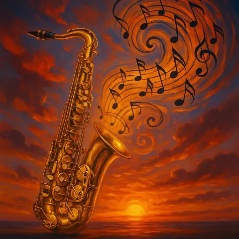 Radiant Sunset Sets the Stage as a Golden Saxophone Releases