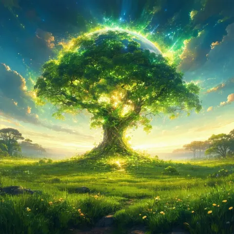 Godly Tree of Life Embraces the Earth