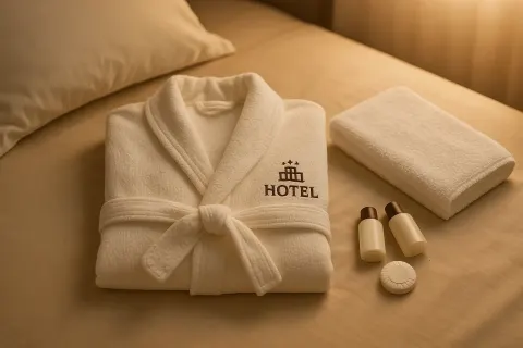 Folded Hotel Robe with Embroidered Logo