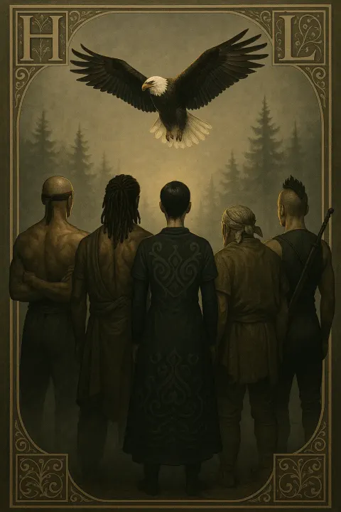 Five Distinct Figures—a Hero with a Bald Head
