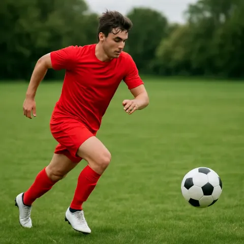 Soccer Ball Is Being Pursued by a Player