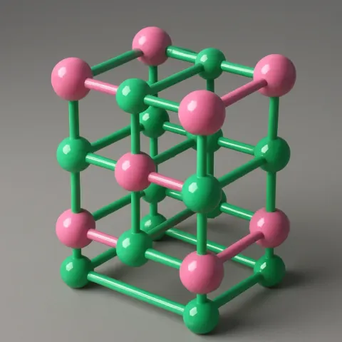 3D Representation of a Crystal Lattice Structure Featuring Pink