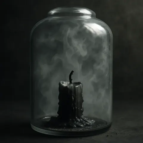 Burned-down Candle Remnant Enclosed Within a Sealed Glass Vessel