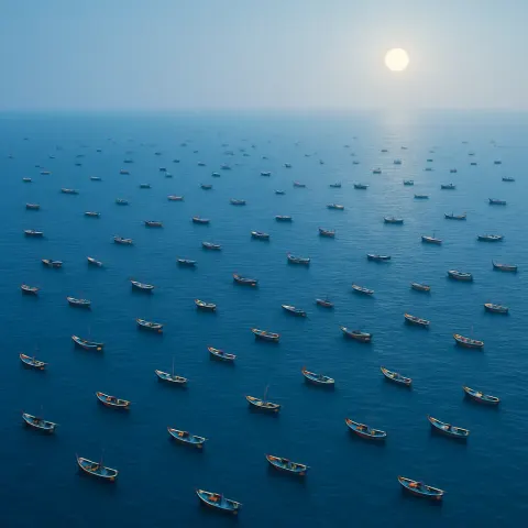 Myriad Tiny Fishing Boats