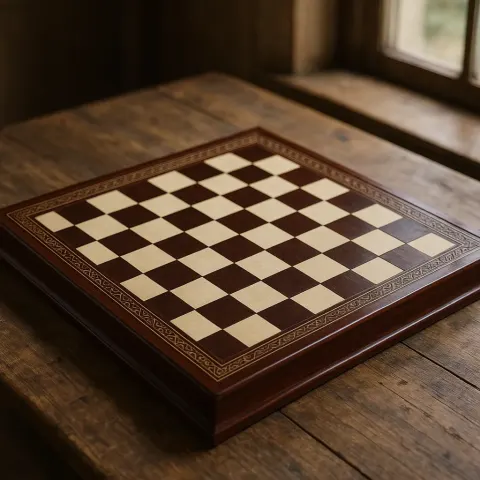 Chessboard Crafted from Rich Mahogany Wood