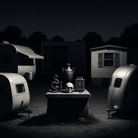 Central Altar Adorned with Mysterious Offerings or Artifacts Serves