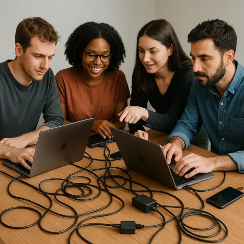 Group of People Working Collaboratively Around a Table