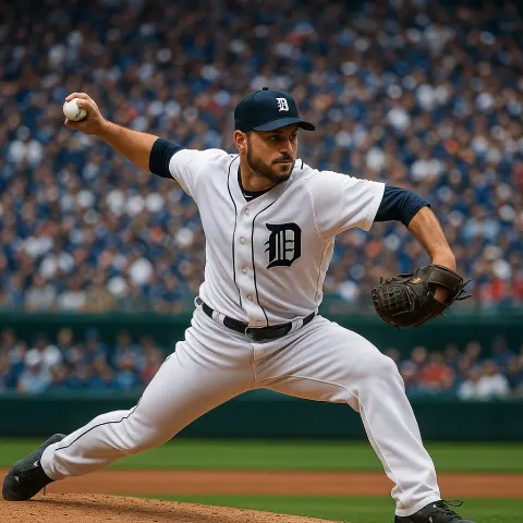 Baseball Pitcher Throws a Pitch During a Game