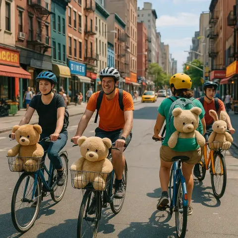 Lively City Street Filled with Cyclists