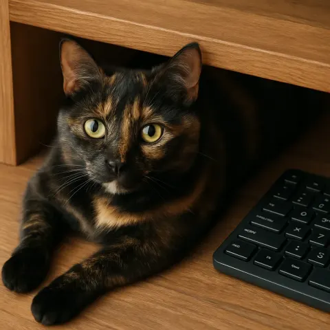 Tortoiseshell Cat Lying Partially