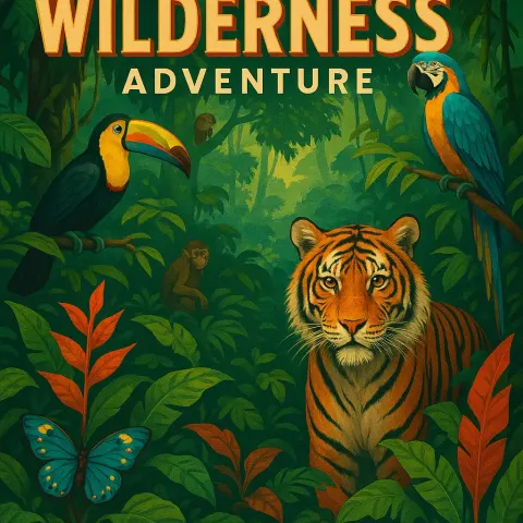 Lush Tropical Rainforest Filled with Colorful Plants and Rare Wildlife