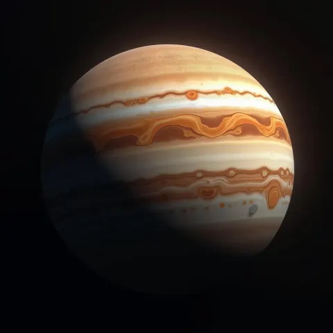 Jupiter's Swirling Storms in Dramatic Cinematic Light