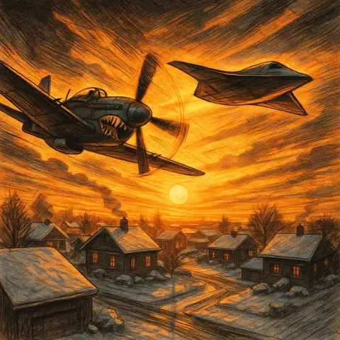 Over Snow-covered Rooftops and Driveways on a Crisp Winter Morning