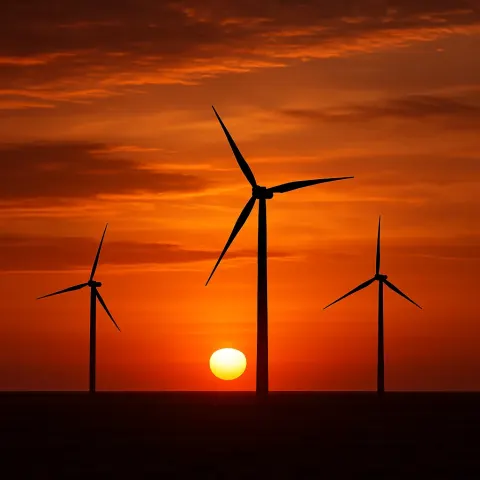 Few Solitary Wind Turbines Stand