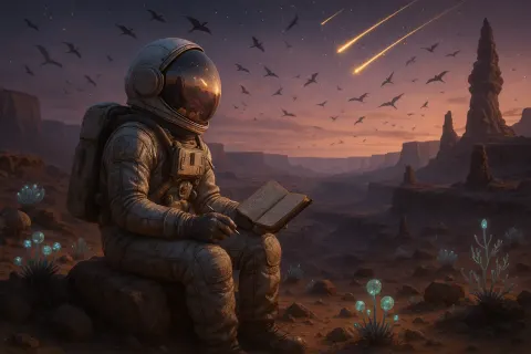 Hyper-detailed 3D Rendered Scene Featuring a Solitary Astronaut