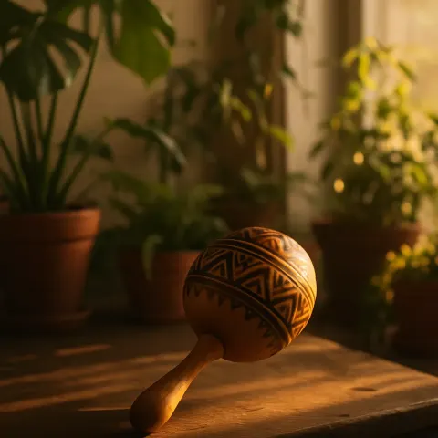 Maraca with Indigenous Geometric Motifs Glows