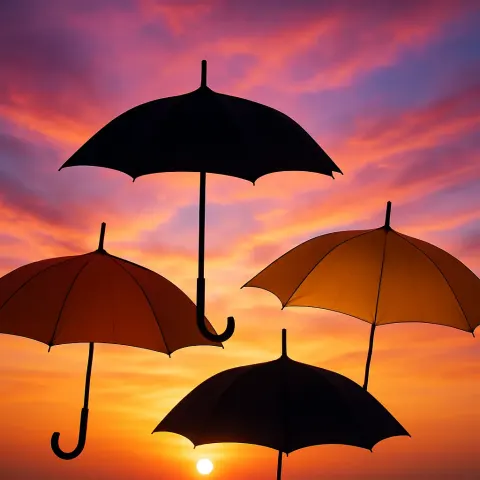 Four Varied Umbrellas