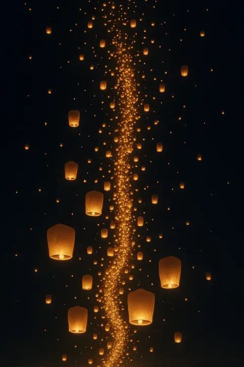Thousands of Glowing Paper Lanterns Ascend Like a River