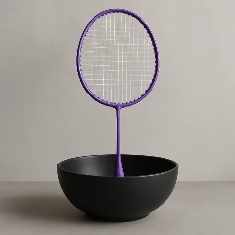 Badminton Racket in Violet and a Basin