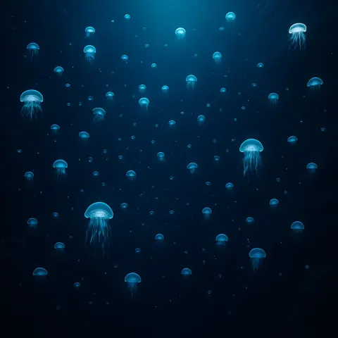 Myriad Tiny Bioluminescent Jellyfish Illuminate the Dark Depths