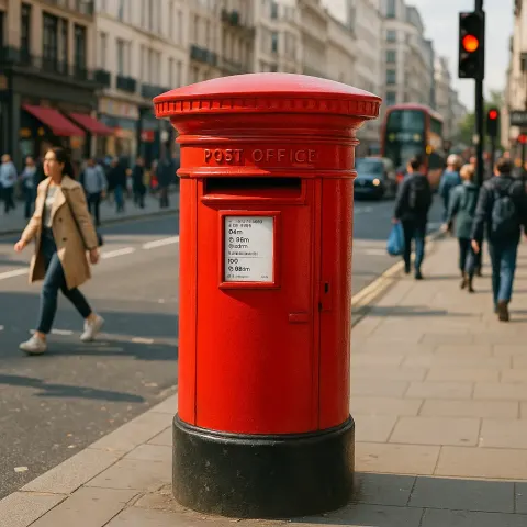 Vibrant Red Mailbox Is Situated at the Intersection